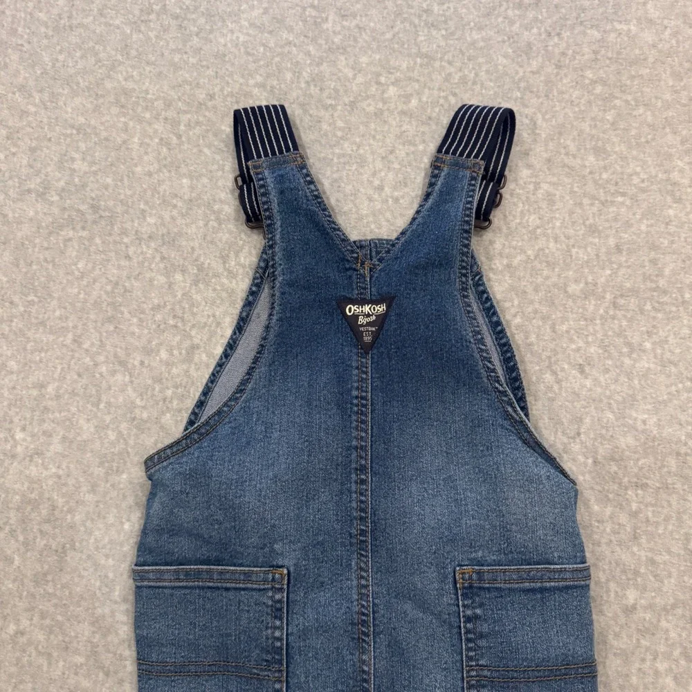 OshKosh B'gosh Kids Denim Overalls Medium Wash Striped Straps 4T‎
